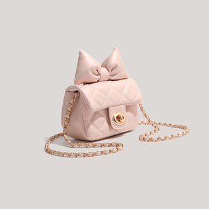 Low MOQ Summer Women Fashion Handbag Bow Ballet Design Diamond Lattice Rhinestone Chain Crossbody <b>Purse</b> - Product Image 5