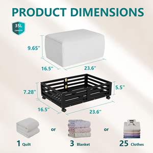 กล่องเก็บของใต้เตียง JQ Bamboo พร้อมล้อเลื่อน กล่องเก็บของใต้เตียงแบบลิ้นชักทำจากไม้แข็งแรงสำหรับเก็บเสื้อผ้า - Product Image 3