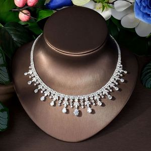 HIBRIDE Zircons CZ Water Drop Boda Nupcial Pedante Collar y Pendientes Lujo Dubai Nupcial Mujeres Conjuntos de Joyas - Product Image 4
