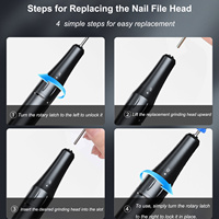 Vantrend Beauty - Perceuse à ongles professionnelle LCD 45000 tr/min, sans fil, rechargeable, faible bruit, perceuse électrique pour manucure