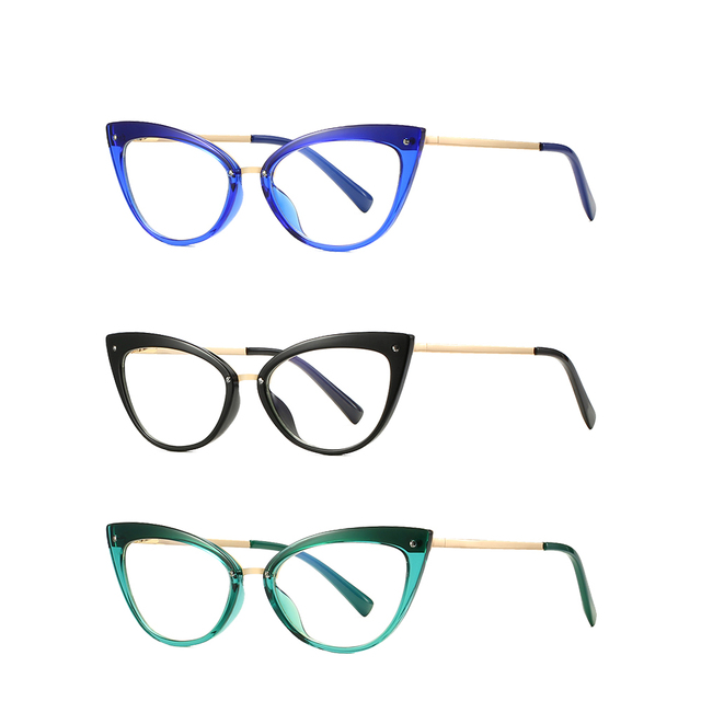 Trendy Cat Eye Metal Frames Cat Eye Spectacle Glasses Anti Blue Light Optical Frame Women Eyeglasses Wholesale