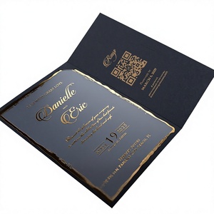 Invitations de <span class=keywords><strong>mariage</strong></span> pliables en acrylique miroir de luxe personnalisées avec détails de dorure exquise et support pour codes QR - Product Image 3