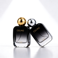 Flacon de parfum vide de luxe en verre plat de 30 ml, 50 ml, 100 ml, avec pulvérisateur de type pompe, bouchon rectangulaire coloré avec logo personnalisé