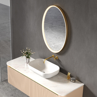 Espejo de Vanidad Moderno Ovalado con LED, Táctil Inteligente, Antivaho, Regulable, Iluminado, con Soporte de Pared para Baño, Hotel, Casa y Villa