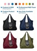 Sac fourre-tout pliable BSCI avec porte-clés, en nylon imperméable, réutilisable, style portefeuille compact, pour les courses quotidiennes