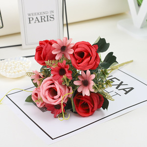 Arrangement de fleurs artificielles Lichao, fleurs en soie mélangées, décoration artisanale pour la maison, décoration de mariage - Product Image 2