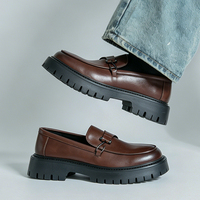 Mocassins Oxford pour hommes à semelle épaisse, rehaussant la taille, de bonne qualité, à bout rond, à enfiler, tendance mode, chaussures habillées robustes pour hommes