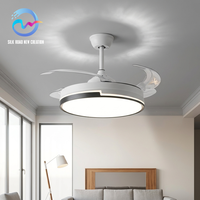 Ventilateur de plafond à moteur AC invisible en fer, luminaire LED suspendu, lustre moderne blanc pour salon, restaurant