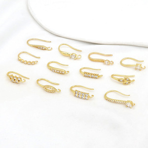 18k gold-plated copper ear <b>hooks</b> with high color retention and micro-set zircon stones, DIY handmade <b>earring</b> accessories A02 - Product Image 2