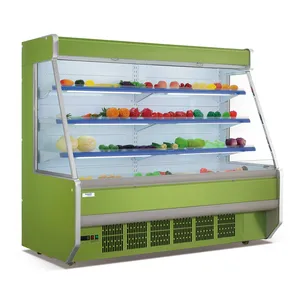 Custom Logo China Supplier 1.5M 4 Layers Upright Fruit Vegetable Open Chiller For Commercial