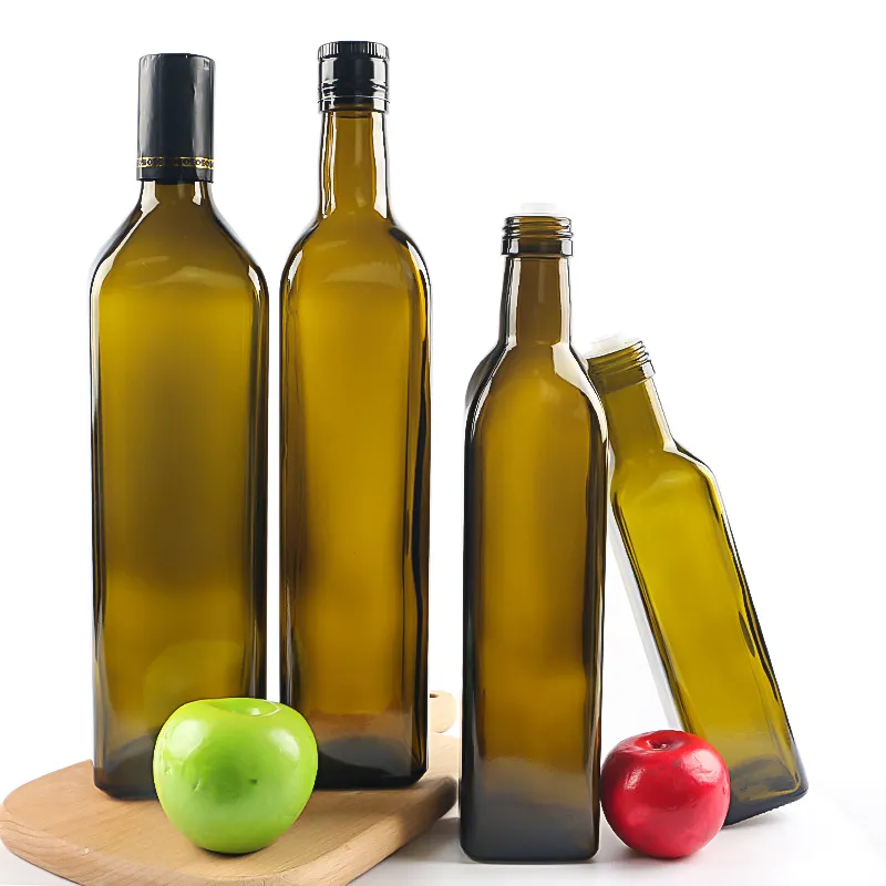 Flacone quadrato in ambra dorica da 250ml 500ml 750ml 1000ml per contenitore per bottiglia di olio da cucina di girasole con olio d'oliva