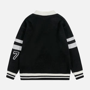 Maglione Pullover da uomo con motivo <span class=keywords><strong>Jacquard</strong></span> in maglia <span class=keywords><strong>Jacquard</strong></span> con collo a <span class=keywords><strong>Polo</strong></span> Casual a maniche lunghe con Logo personalizzato - Product Image 3