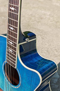 Guitarra Acústica de Marca con Tapa de Abeto Sólido, Color Azul Vintage Brillante, Precio al por Mayor - Product Image 4