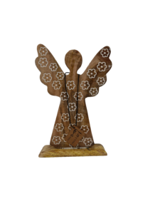 Ornements d'anges en bois faits à la main, écologiques, rustiques, traditionnels, décoration de sapin de Noël - Product Image 2