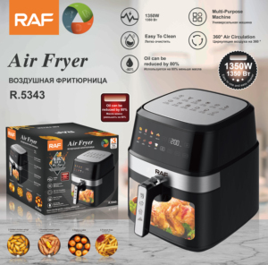 Freidora de Aire RAF de 1350W con Gran Capacidad de 6.5L, Pantalla Táctil LED y Circulación de Calor de 360 Grados para una Cocina Familiar Inteligente sin Aceite - Product Image 3