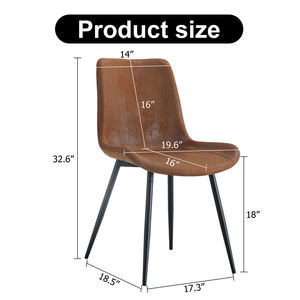 Chaise de salle à manger vintage moderne en cuir PU vieilli avec assise en cuir PU vieilli et pieds noirs fins pour café, restaurant, maison, bureau, hôtel, bar - Product Image 5