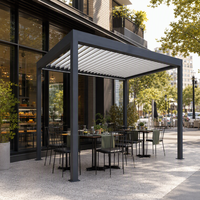 Pergola motorisée à lames orientables en aluminium, pergola électrique à lames rotatives pour balcon, résistante à la neige, durable