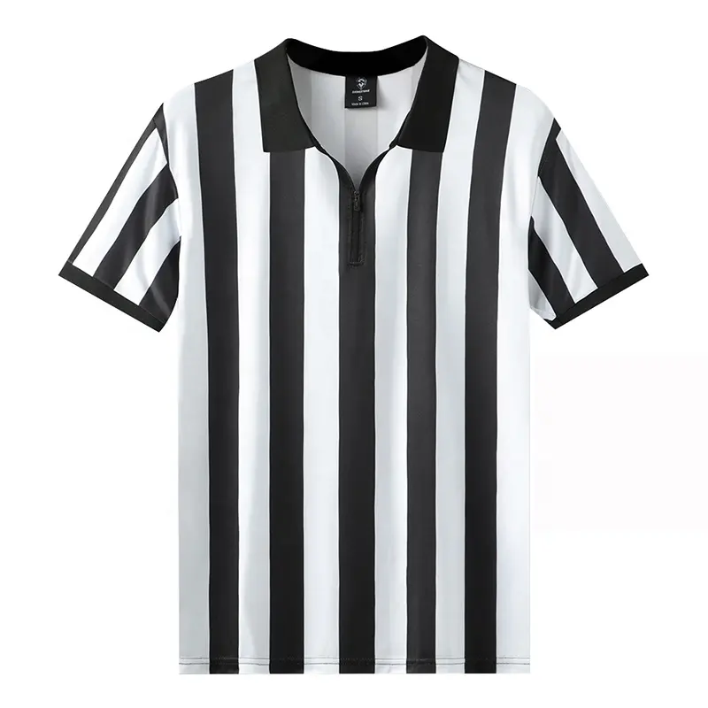 Crown Sporting Goods Men's Official Striped Referee/Umpire V-Neck Jersey 