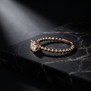 Bague solitaire en or massif 18 carats Xinfly avec diamant naturel 0,30 ct, sertie de perles, style vintage français, prix d'usine - Product Image 5