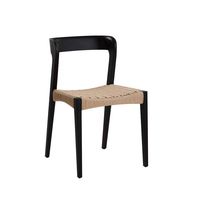 Chaise de salle à manger moderne japonaise Wabi-sabi en rotin tissé avec ficelle en bois massif, dossier en noyer noir, portable et écologique, bureau à domicile