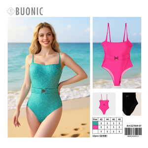 Maillot de bain une pièce pour femme Hdj, bleu sarcelle, taille 42 44 46 48 avec ceinture, vêtements de plage d'été - Product Image 3