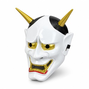 Máscara Japonesa Hannya de Resina para Cosplay, Halloween, TV y Cine, Estilo Tradicional del Siglo XVIII, Demonio Oni con Cuernos Blancos y Dorados, Accesorio para Fiestas - Product Image 2