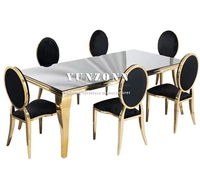 Ensemble de table à manger moderne en marbre Yunzhang 6 places avec acier inoxydable et verre pour hôtels et événements