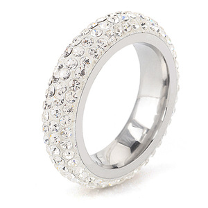 Titanium Steel <b>Ring</b> 4 Row Pave Setting <b>Crystal</b> Unisex Fashion Jewelry Gift - Product Image 5