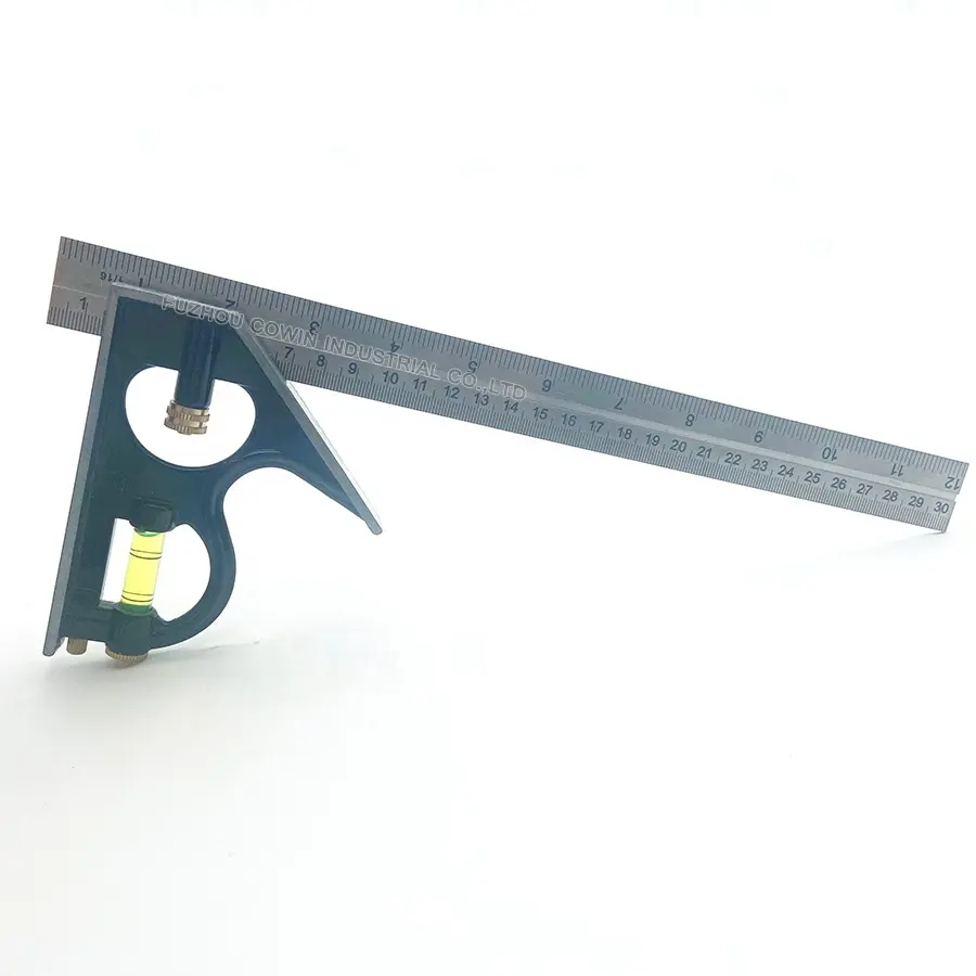 Factory direct supply 300Mm / 12INCH Multifunctional Adjustable Combination Angle Ruler With Bubble Level Square Angle Ruler