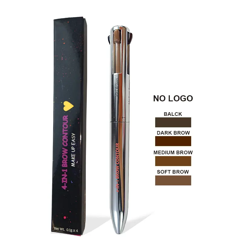 नेत्रगोगोव पेन 4-इन-1 ब्रोव पेन मल्टीफंक्शन ब्रोw पेन वाटरप्रूफ आईब्रो पेंसिल वर्णक लंबे समय तक चलने वाली