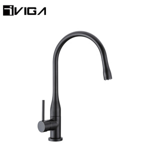 Moderne Noir <span class=keywords><strong>Mat</strong></span> de Haute Qualité En Laiton Chromé Métal <span class=keywords><strong>Robinetterie</strong></span> Robinet D'évier de Cuisine - Product Image 1