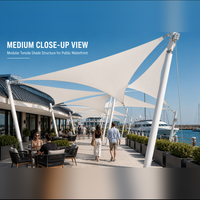 Structure de membrane tendue en PVDF pour auvent de bord de mer, voile d'ombrage triangulaire, pare-soleil, vente en gros, sur mesure