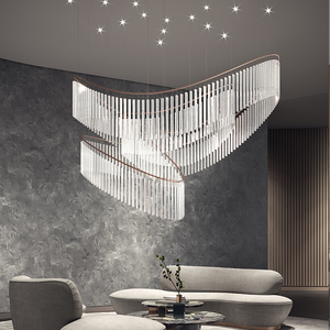 Gran candelabro de lujo moderno hotel oro vidrio K9 candelabro de cristal - Product Image 6