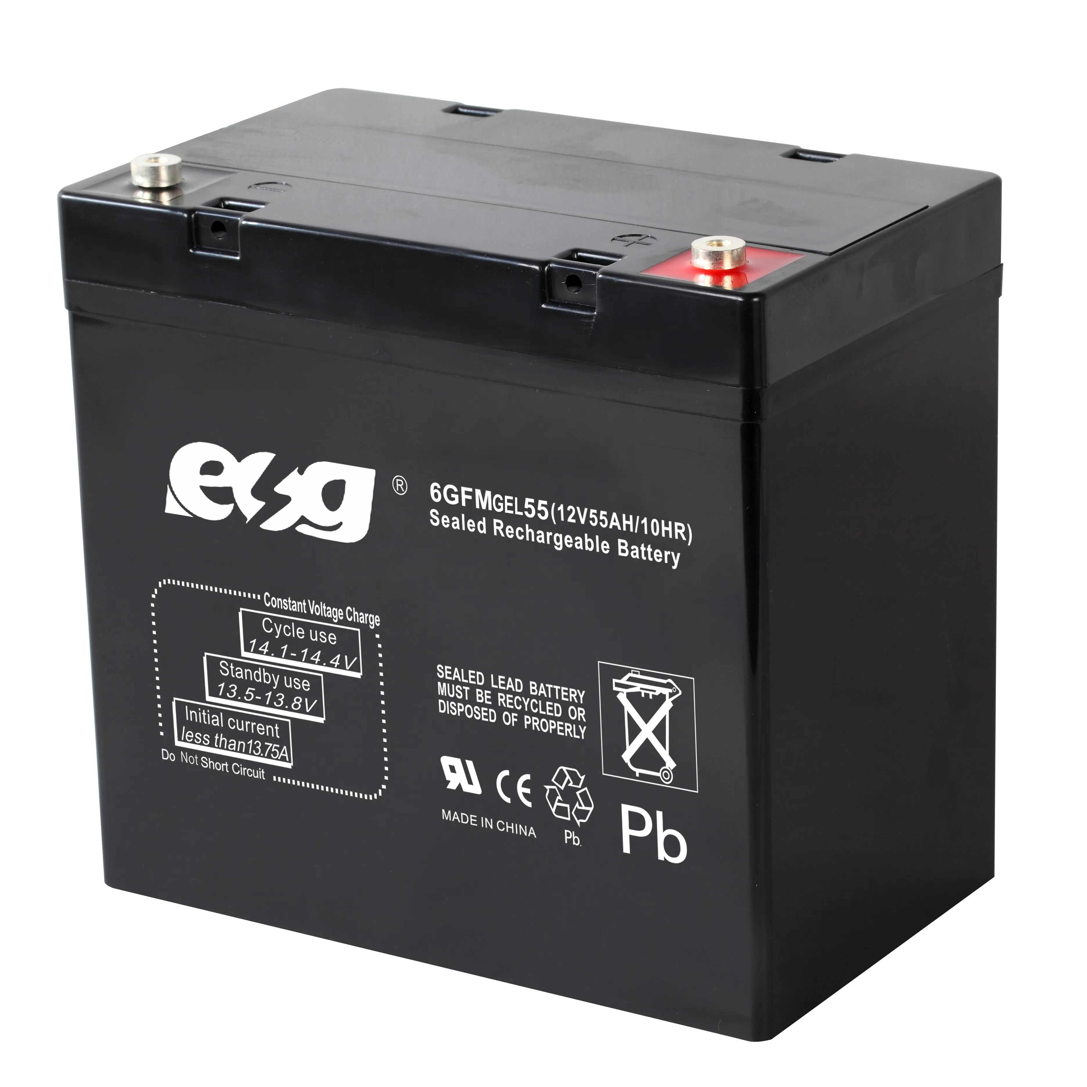 ESG buon prezzo macchina per fare lastre 12V 55Ah batteria al piombo sigillata batteria al piombo per moto 12V