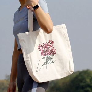 Wholesale Embroidery Eco Grocery Tote Cotton Canvas Shopping <b>Bag</b> with Inner Pocket and Customized logo - Product Image 4
