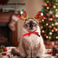 Serre-tête de Noël personnalisé avec logo pour animaux de compagnie, en gros, avec bois de cerf, accessoires de tête pour chats et chiens, bois de renne festifs, costume de chiot, fournitures en vrac