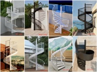 Escalier en colimaçon en verre pour villa et commerce, facile à installer, avec marches en bois pour extérieur résidentiel