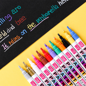 Marcadores de Pintura de Punta Fina de 12 Colores, Marcadores Indelebles No Tóxicos, Marcadores de Arte para Bricolaje, Rotuladores para Neumáticos de Coche - Product Image 3