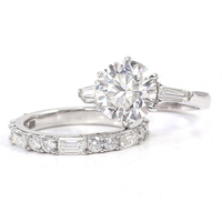 Ensemble de bagues en or 18 carats massif, original et tendance, avec diamant CVD de 2 carats, bague en diamant de laboratoire, fabrication de bijoux pour femmes