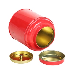 Boîte à thé ronde en métal réutilisable avec couvercle à bouton, boîte à biscuits de Noël à bords soudés pour cadeaux gourmands, rangement de garde-manger, usage artisanal - Product Image 3