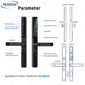 Tediton <span class=keywords><strong>Serure</strong></span> de Porte Inteligente Pour Porte Extérieure Numérique Ttlock Biométrique Intelligent Serrures de Porte Coulissante - Product Image 6
