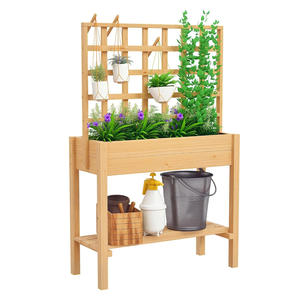 <span class=keywords><strong>Jardinière</strong></span> surélevée moderne en bois écologique <span class=keywords><strong>avec</strong></span> treillis, bac de plantation surélevé, étagère de rangement pour fleurs et légumes, pour la maison et l'extérieur - Product Image 1