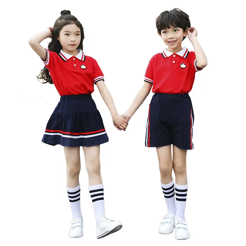 幼稚園小学校中学校夏ファッション半袖ポロシャツスポーツウェアスーツ学生学校ユニ