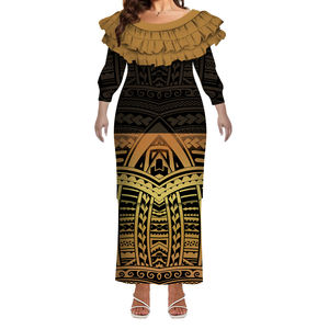 Хит продаж, двухслойное платье большого размера с оборкой и длинным рукавом, на заказ, платье из 2 предметов для Самоа, для островного мира - Product Image 5