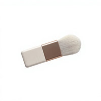 Pinceau à blush mini en gros, portable, pour les joues, poils en fibre blanche, tube plat doré mat, outil de maquillage