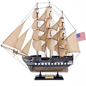 NAUTIMALL Modello in Legno della USS Constitution, Replica Preassemblata di 24 Pollici, Barca a Vela Nautica per Decorazione Casa, Stile Rustico Vintage - Product Image 1