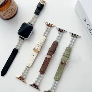HMJ批发时尚男女手腕女珠子豪华表带苹果手表9超2设计师表带制造商