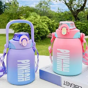 PINKAH toptan 34oz büyük kapasiteli renkli termos flask paslanmaz çelik termos kayış ile