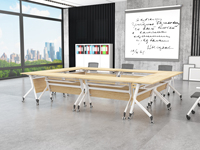 Table de formation moderne LIWEI à plateau rabattable et chaises pliantes à roulettes pour 4 personnes – Mobilier de bureau et de salle de conférence