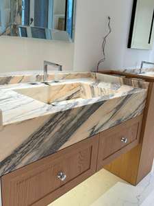 Designer pietra di marmo rosa naturale cucina isola scrivania per casa Villa appartamento piano cucina piano Vanity Top - Product Image 3